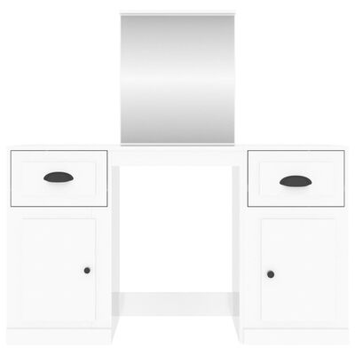vidaXL Toaletna mizica z ogledalom visok sijaj bela 130x50x132,5 cm
