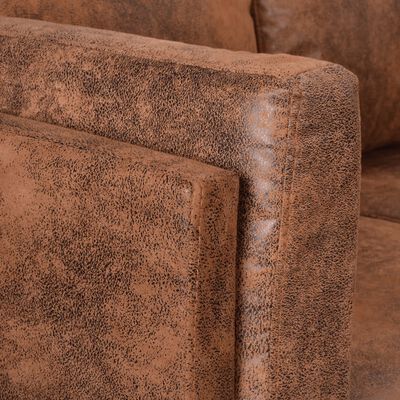 vidaXL Kotni kavč iz blaga rjave barve