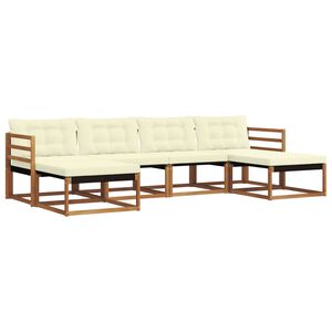 vidaXL Zunanja garnitura za sedenje z blazino 6 pcs Naravna in smetana