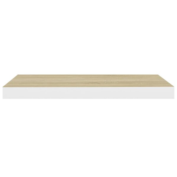 vidaXL Stenska polica barva hrasta in bela 60x23,5x3,8 cm MDF