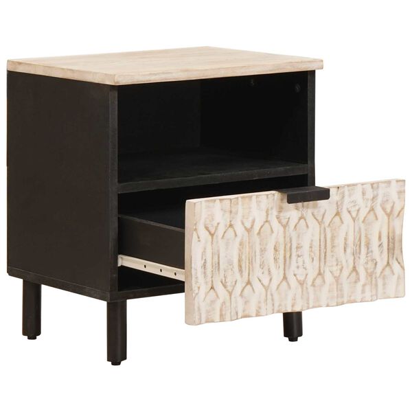 vidaXL Nočna omarica s predalom Bela 40 x 33 x 46 cm Masiven les manga