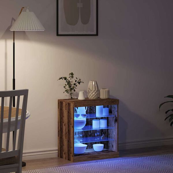 vidaXL LED bočni predalnik Star les 60,5 x 37 x 67 cm Konstruiran les