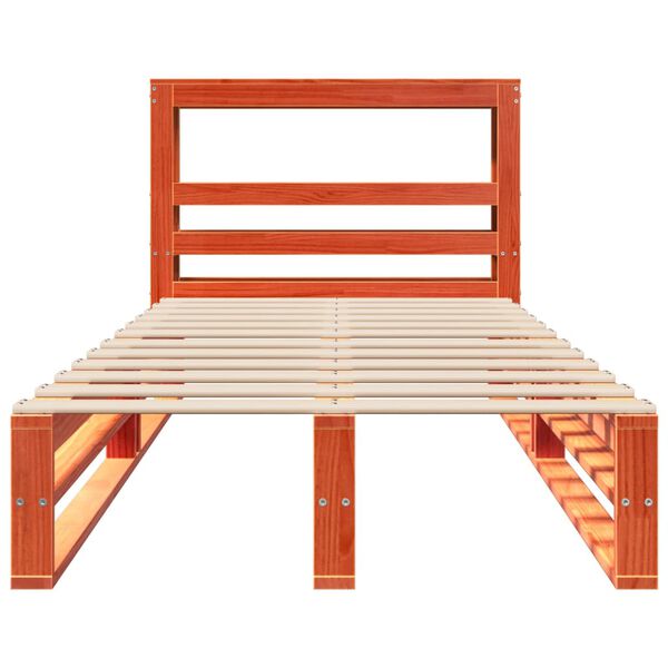 vidaXL Posteljni okvir brez vzmetnice vo&scaron;čeno rjav 100x200 cm borovina