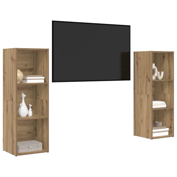 vidaXL Komplet TV omaric 2 pcs Umetni hrast 107 x 35 x 37 cm