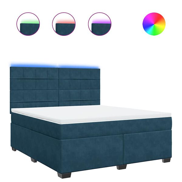 vidaXL Box spring postelja z vzmetnico modra 180x200 cm žamet