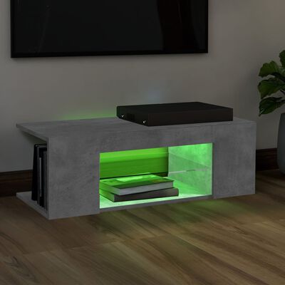 vidaXL TV omarica z LED lučkami betonsko siva 90x39x30 cm