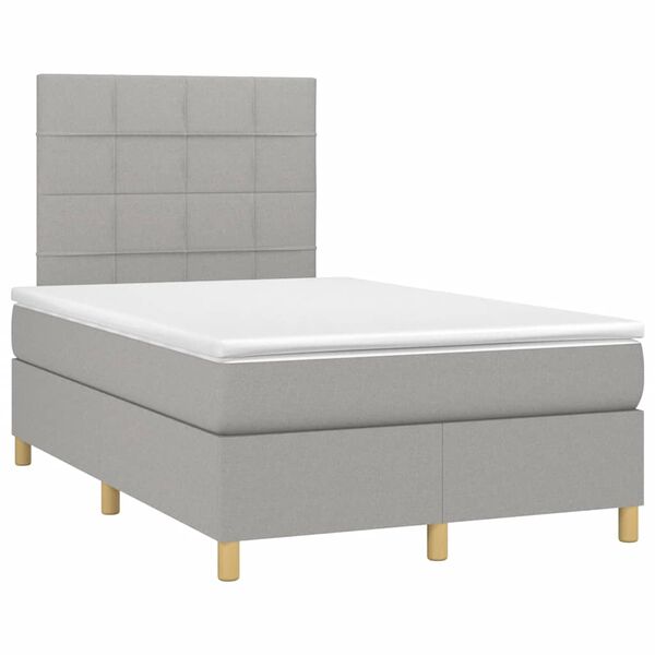 vidaXL Boxspring postelja z vzmetnico svetlo siva 120x190 cm blago