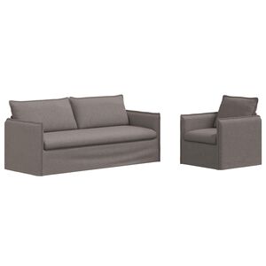 vidaXL Kavčna garnitura 2 pcs Taupe 196 x 82 x 85 cm Blago