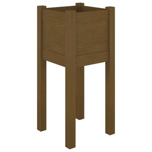 vidaXL Vrtno cvetlično korito medeno rjavo 31x31x70 cm trdna borovina