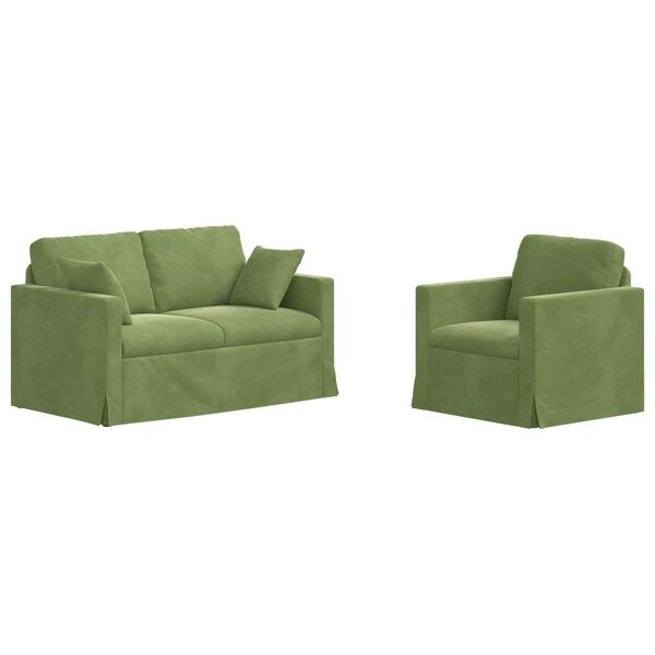 vidaXL Kavč 2 pcs Svetlo zelena 138 x 78 x 80 cm Žamet