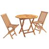 vidaXL 3-delni zložljivi vrtni bistro set Naravna Trden tikov les