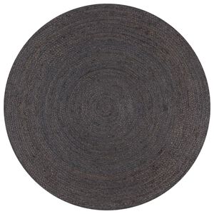 vidaXL Preproga iz jute okrogla ročno delo 120 cm temno siva