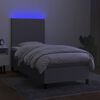 vidaXL Box spring postelja z vzmetnico LED sv. siva 100x200 cm blago