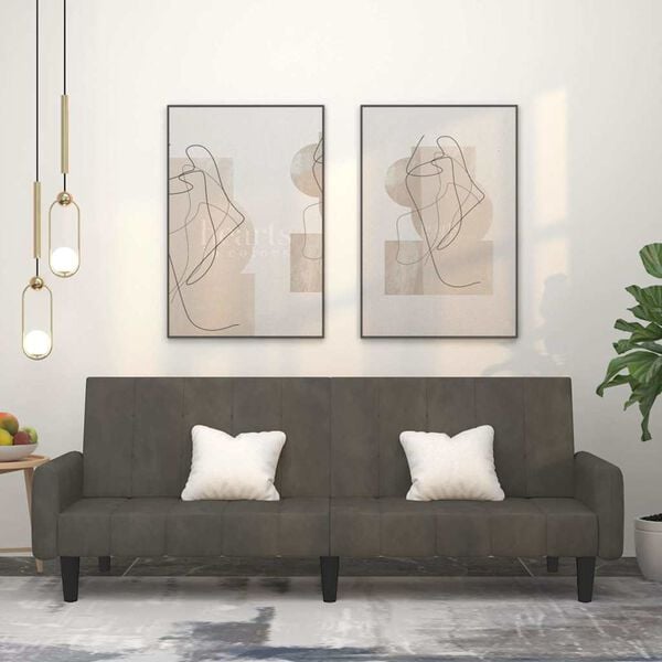 vidaXL Kavč dvosed z ležiščem temno siv žamet