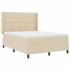 vidaXL LED Box Spring Postelja z vzglavjem krema 140 x 190 cm blago