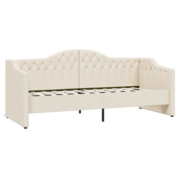 vidaXL Dnevna postelja USB krem blago 90x200 cm