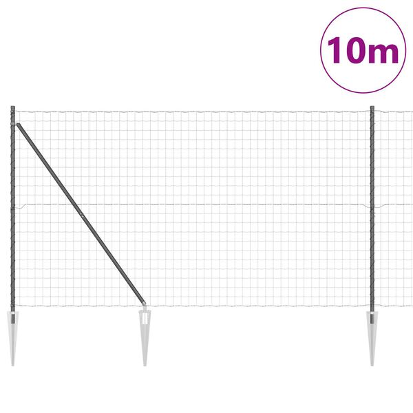 vidaXL Ograja s stebrom Siva 1,6 x 10 m Jeklo in PVC