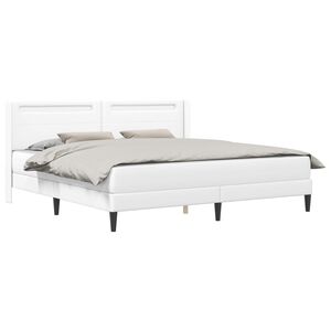 vidaXL Posteljni okvir z vzmetnico Bela 180 x 200 cm Umetno usnje