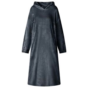 vidaXL Odeja s kapuco Temno modra S Flanel
