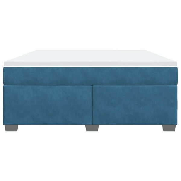 vidaXL Box spring postelja z vzmetnico temno modra 180x200 cm žamet