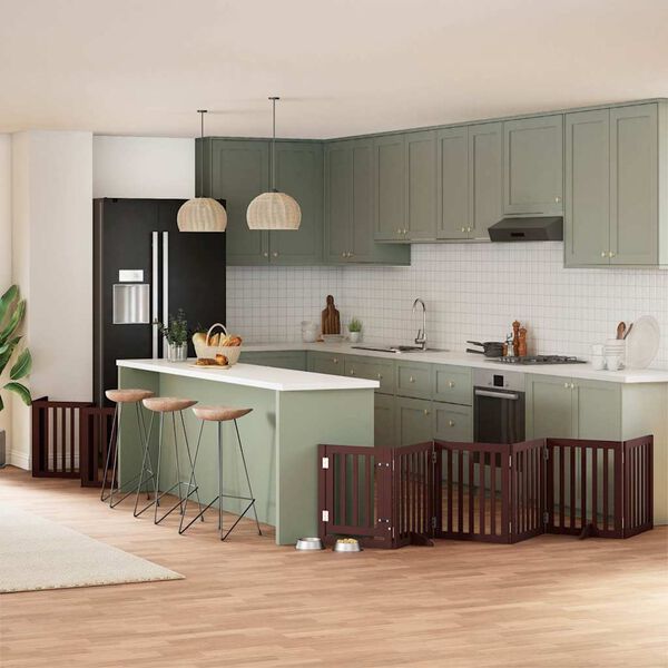 vidaXL Ograda za pse z vrati zložljiva 15 panelov rjava 750 cm les