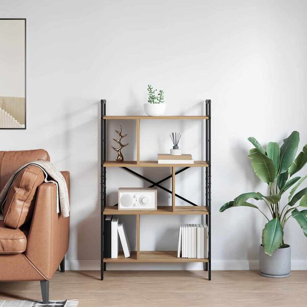 vidaXL Knjižna polica Umetni hrast 75 x 30 x 123,5 cm Konstruiran les