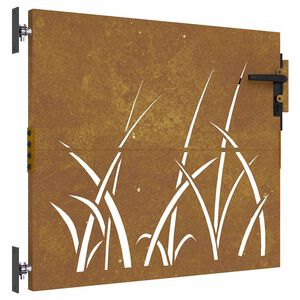 vidaXL Vrtna vrata 85x75 cm kortensko jeklo dizajn s travo