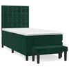 vidaXL Box spring postelja z vzmetnico temno zelena 100x200 cm žamet