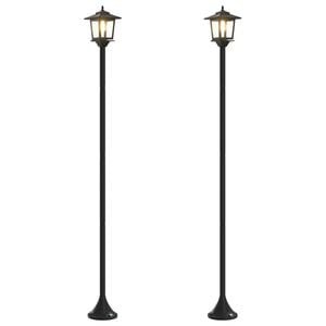 vidaXL Set uličnih svetil with LED Bulb 2 kos Črna 16 x 16 x 156 cm