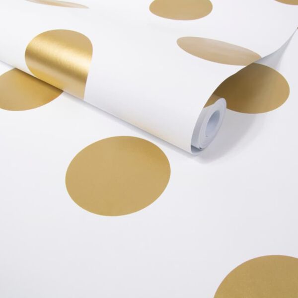 Kids at Home Tapeta Dotty Gold bela in zlata