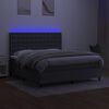 vidaXL Box spring postelja z vzmetnico LED temno siva 180x200 cm blago