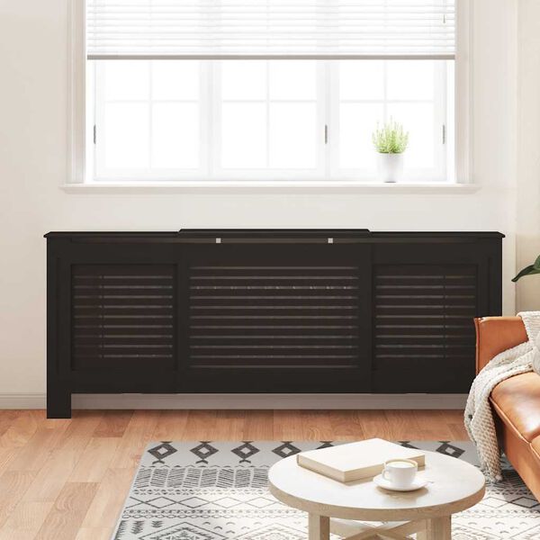 vidaXL Pokrov za radiator črn MDF 205 cm
