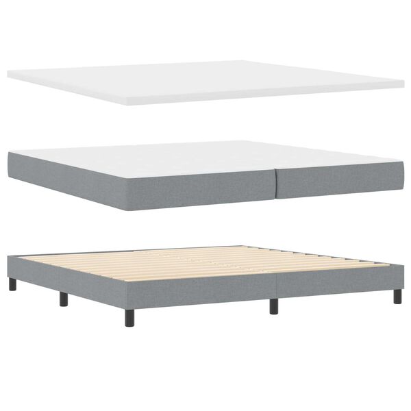 vidaXL Postelja boxspring z vzmetnico Svetlo siva 200 x 200 cm blago