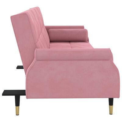 vidaXL Raztegljiv kavč z blazinami roza žamet