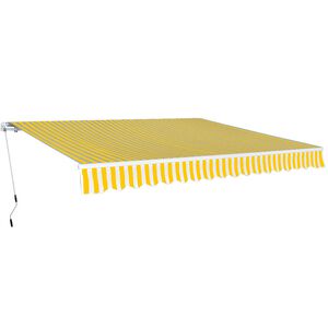 vidaXL Ročno zložljiva tenda 400 cm rumene in bele barve