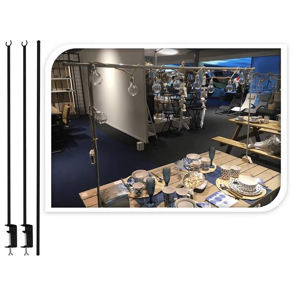 ProGarden Okrasni drog za mizo s pritrdilno spono kovinski črn