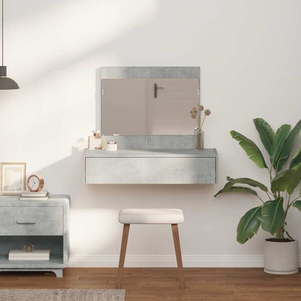 vidaXL Toaletna mizica s predalom Siva 83 x 40 x 70 cm Konstruiran les