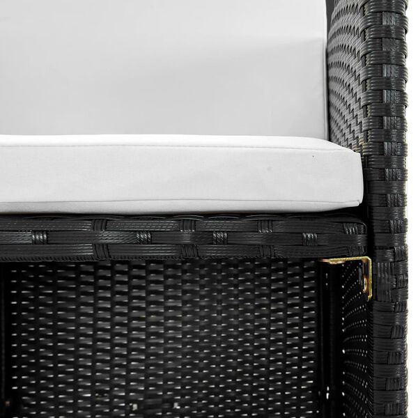 vidaXL Zunanja jedilna garnitura z blazinami 11-delna poli ratan črna