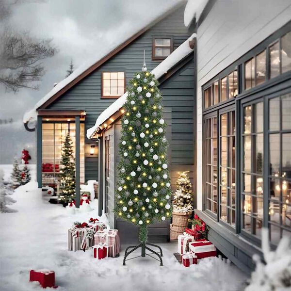 vidaXL Umestno božično drevo Zelena 240 cm PVC in Jeklo in Plastika