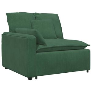 vidaXL Modularni kavč z naslonjalom za roke in blazinami temno zelen 100 cm