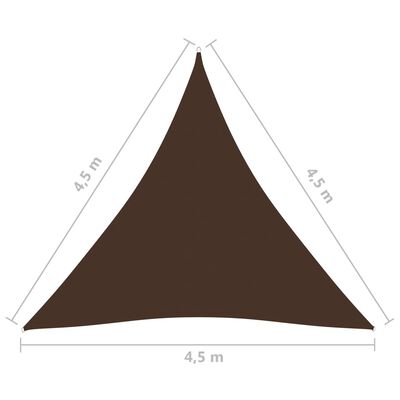 vidaXL Senčno jadro oksford blago trikotno 4,5x4,5x4,5 m rjavo