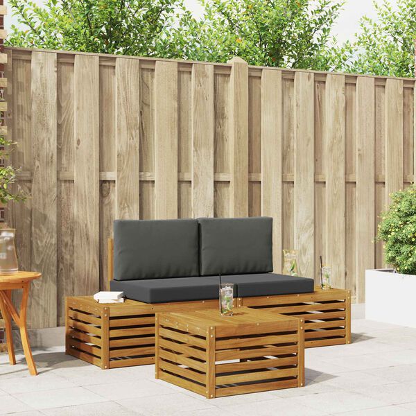 vidaXL Zunanja garnitura za sedenje 3 Kos Naravna in antracitna