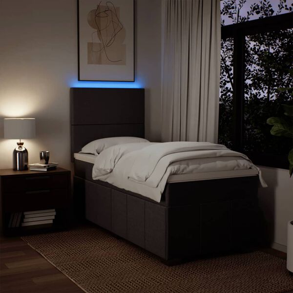 vidaXL Box spring postelja z vzmetnico temno rjav 90x190 cm blago