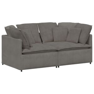 vidaXL Modularni kavč z blazinami, žametno blago, svetlo siv