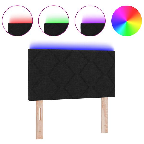 vidaXL Vzglavje z LED lučmi z vzglavjem Prilagodljiva Črna 80 cm blago
