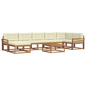 vidaXL Zunanja garnitura za sedenje z blazino 8 pcs Naravna in smetana
