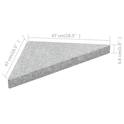 vidaXL Utežne plošče za senčnik 4 kosi siv granit trikotne 60 kg