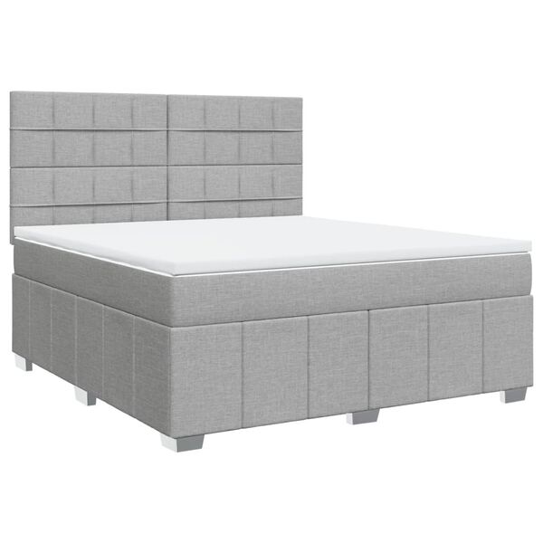 vidaXL Box spring postelja z vzmetnico svetlo siva 180x200 cm blago