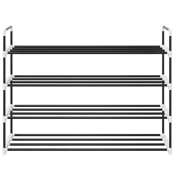 vidaXL Stojalo za čevlje s 4 policami iz kovine in plastike črne barve