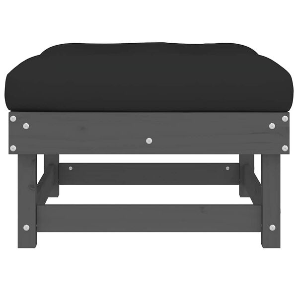 vidaXL Vrtni stolček za noge z blazino siva trdna borovina